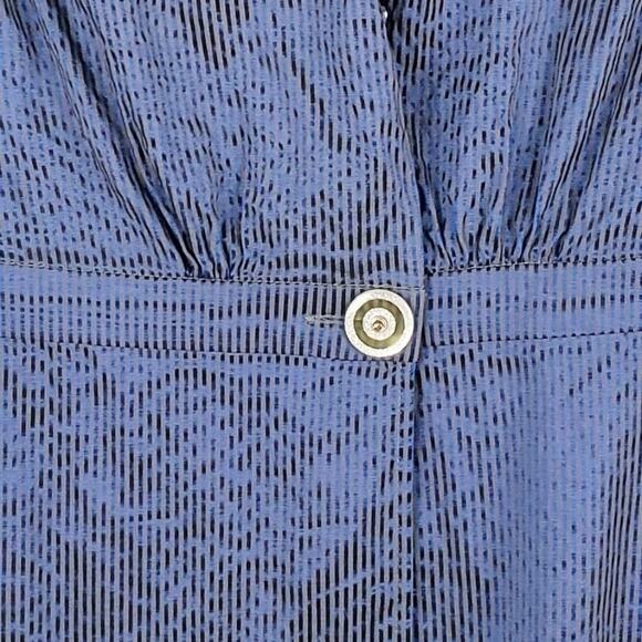 PULI - Blue Tuxedo Stripe Wrap Long Sleeve Blouse, Formal‎  Size US 10 Eur 40 - Picture 4 of 7